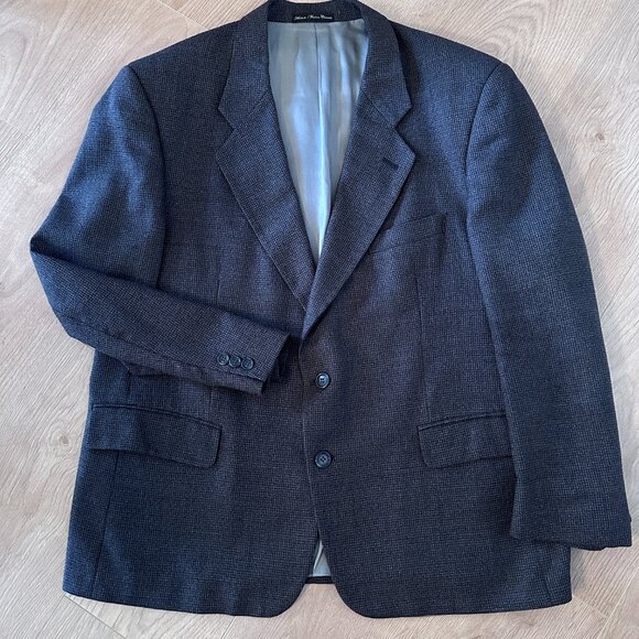 Men’s Fine Wool Blazer sz 44 -Slate Blue & Camel Shepherd's Check - Picture 15 of 15